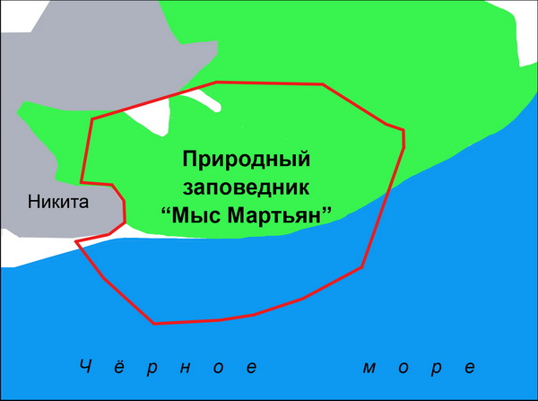 Карта крымского природного заповедника