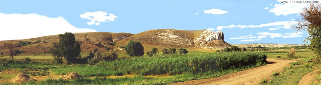 Village Bilokuzmynivka. Cretaceous cliffs Donetsk Region panorama   photo ukraine