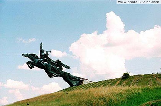 Small town Olesko. Monument to First Horses Army Lviv Region Ukraine photos