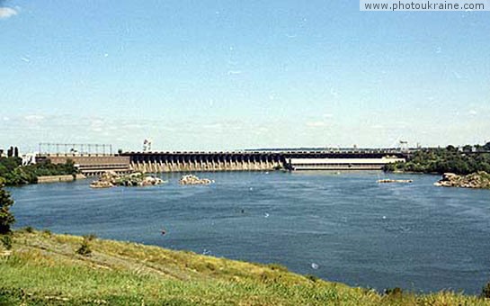  die Stadt Saporoschje. Die Insel Hortitsa,  Dnepro Wasserkraftanlage
Gebiet Saporoshje 