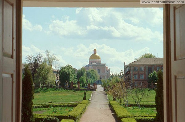 Tulchyn. View from palace window at former catholically church Vinnytsia Region Ukraine photos