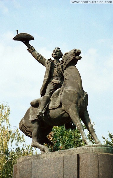 Tulchyn. Monument to A. Suvorov before Cathedral Christmas Vinnytsia Region Ukraine photos