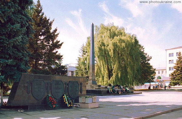 Volodymyr-Volynskyi. Mlitary monument in central square Volyn Region Ukraine photos