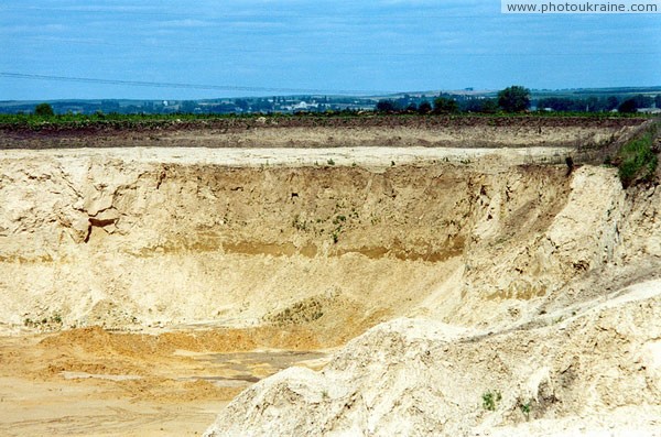 Korshiv. Detail of wall of quarry Volyn Region Ukraine photos