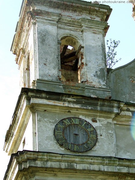 Olyka. Detail of tower Trinity church Volyn Region Ukraine photos
