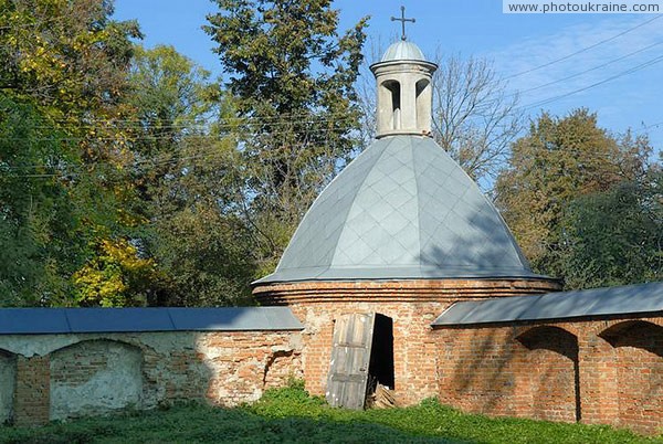 Olyka. Circular tower of catholic fence Volyn Region Ukraine photos