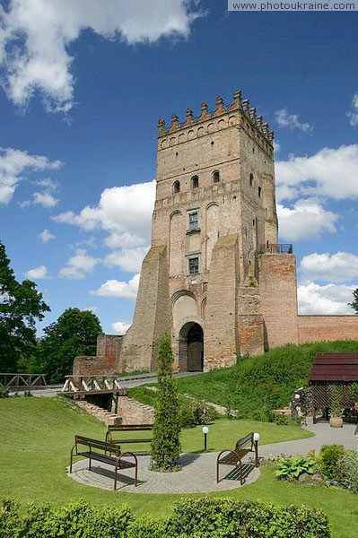 Lutsk. Lutsk castle, entry tower and bridge across moat Volyn Region Ukraine photos