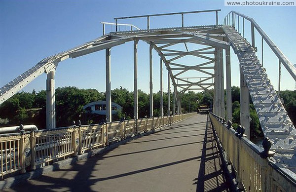 Dnipropetrovsk. Pedestrian bridge to Monastery island  Dnipropetrovsk Region Ukraine photos