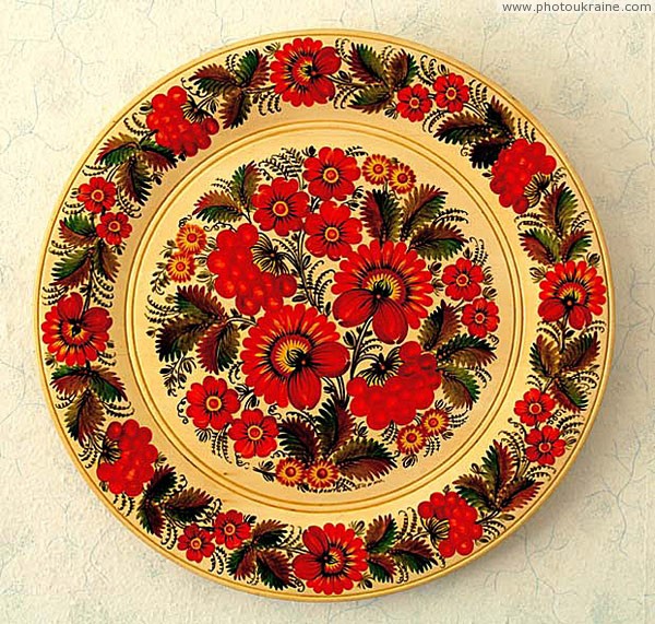 Petrykivka. Painted plate Dnipropetrovsk Region Ukraine photos