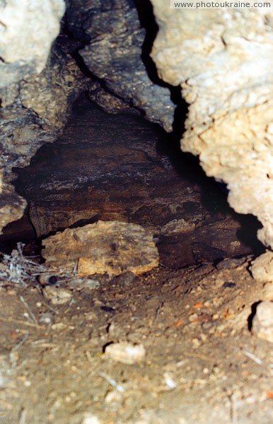 Guselschykove. Cave in Pontian limestone Donetsk Region Ukraine photos