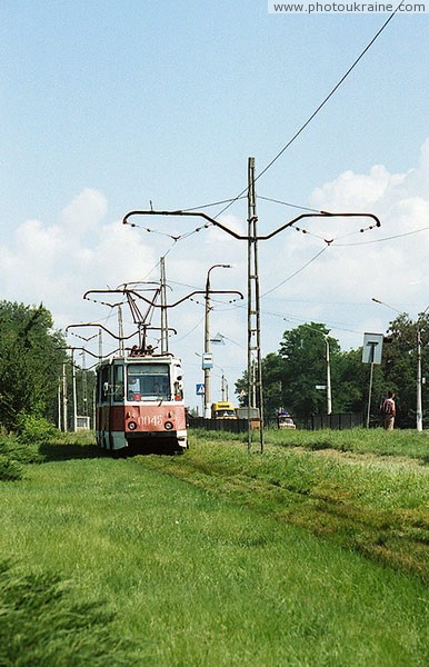 Kramatorsk. City trams floating on grass Donetsk Region Ukraine photos