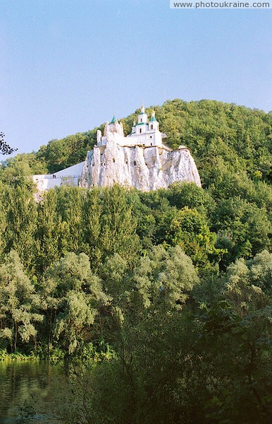 Park Sviati Gory. Cretaceous rock with temple Donetsk Region Ukraine photos