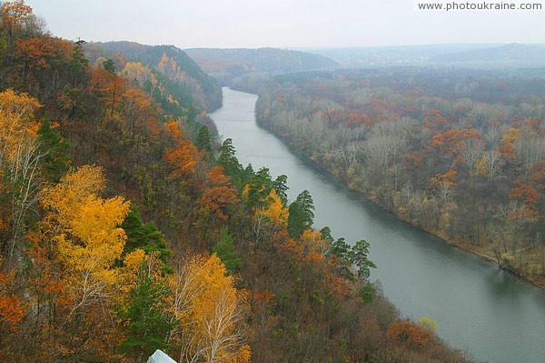 Park Sviati Gory. Autumn decorations Siverskyi Donets Donetsk Region Ukraine photos