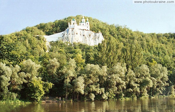 Sviatogirska lavra. View of chalk cliff with urban beach Donetsk Region Ukraine photos