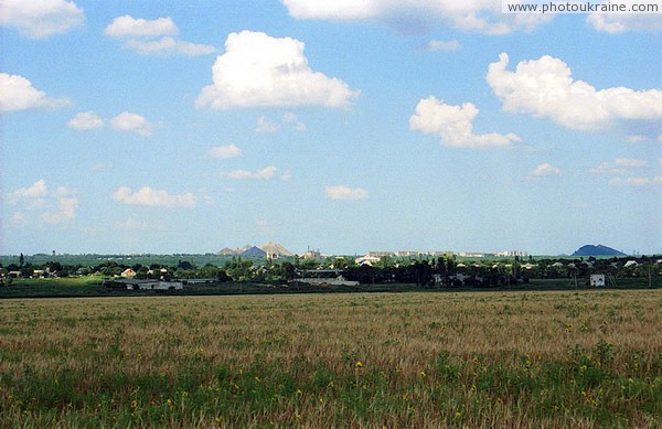 View from road Donetsk  Kurakhove. Multicolored subsoil Donetsk Region Ukraine photos