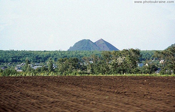 View from road Donetsk  Kurakhove. Black slagheap Donetsk Region Ukraine photos