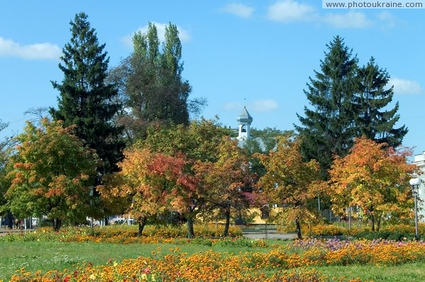 Berdychiv. Early autumn in city little park Zhytomyr Region Ukraine photos