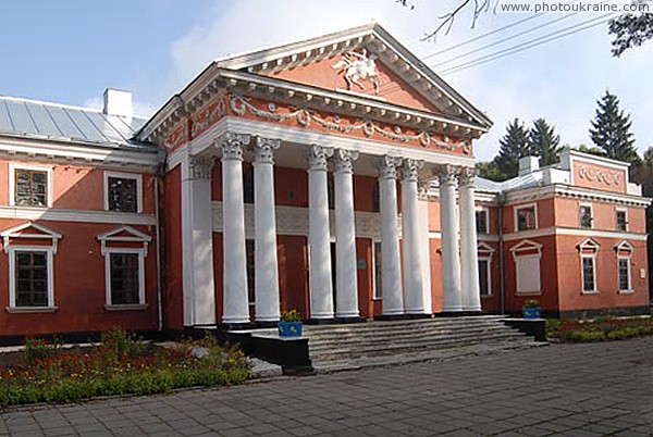 Verkhivnia. Portico of front facade of palace Ghanskikh Zhytomyr Region Ukraine photos