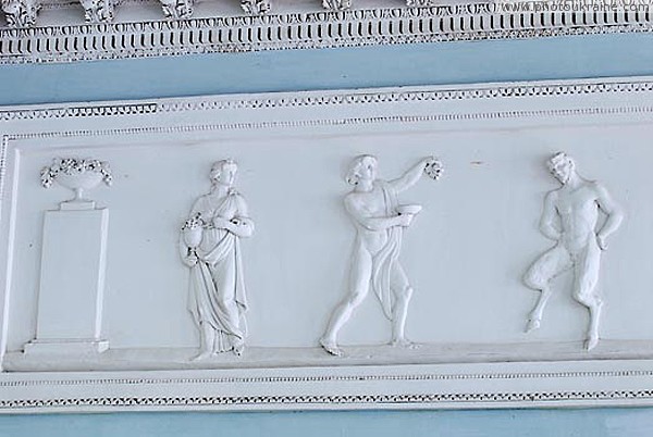 Verkhivnia. Fragment of bas-relief of ballroom Zhytomyr Region Ukraine photos