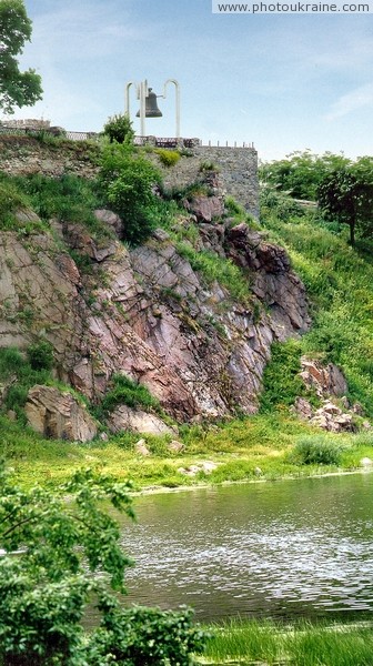 Novograd-Volynskyi. Bell on rock above Sluch Zhytomyr Region Ukraine photos