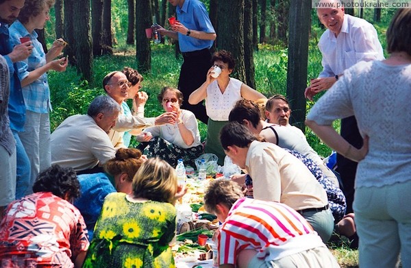 Lunch before congress of geographers on bank of river Tnia Zhytomyr Region Ukraine photos