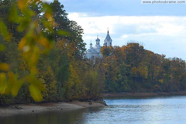 Trygiria. Monastery on shores of black grouse Zhytomyr Region Ukraine photos