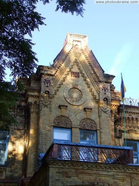 Turchynivka. Balcony above entrance portico of palace Zhytomyr Region Ukraine photos