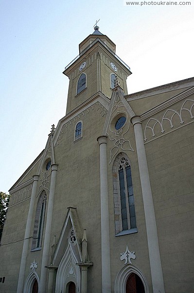 Beregove. Front facade of church Exaltation Zakarpattia Region Ukraine photos