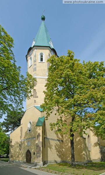 Vynogradiv. Front facade of church Ascension Zakarpattia Region Ukraine photos