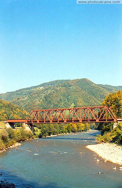 Dilove. Railway bridge over river Tisa Zakarpattia Region Ukraine photos