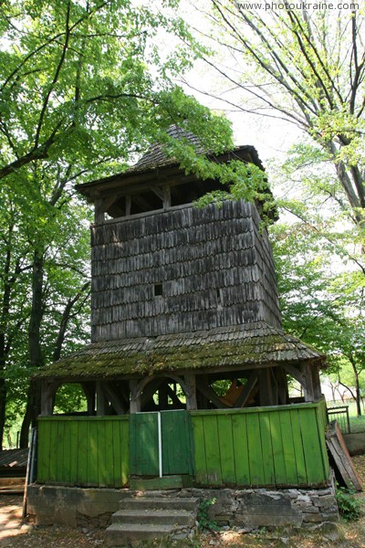 Deshkovtysia. Belfry of Church of Intercession Zakarpattia Region Ukraine photos