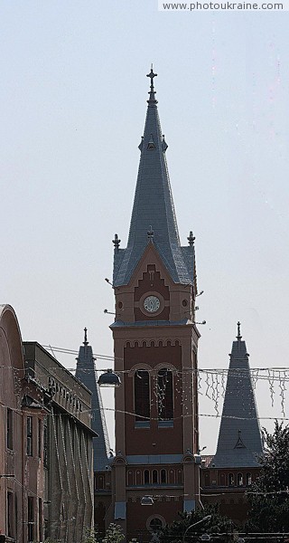 Mukacheve. Bell tower of church of St. Martin Zakarpattia Region Ukraine photos