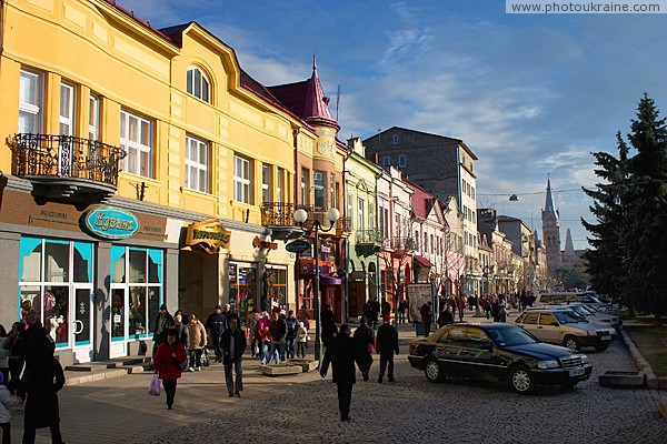 Mukacheve. Elegant mansions on Peace Square Zakarpattia Region Ukraine photos