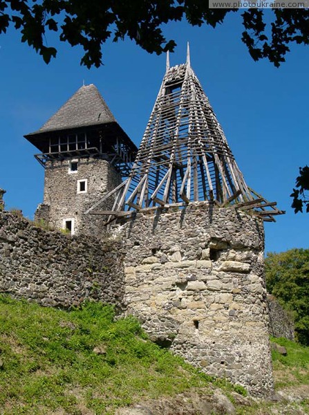 Nevytske. Ruins of castle towers Nevytske Zakarpattia Region Ukraine photos