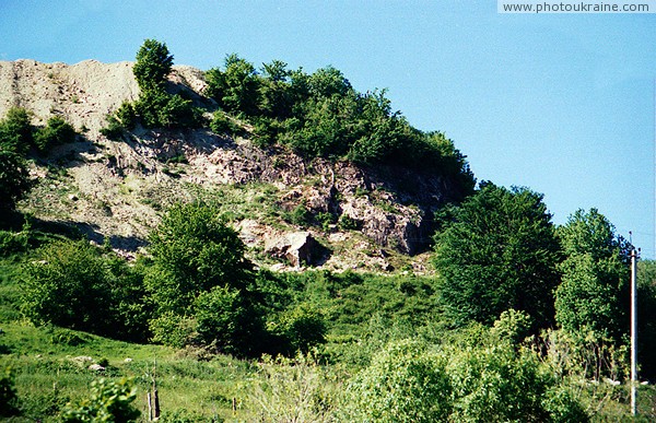 Novoselytsia. Quarry towers over village Zakarpattia Region Ukraine photos