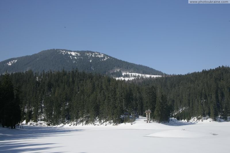 Reserve Synevyr. Frozen Synevyr Zakarpattia Region Ukraine photos