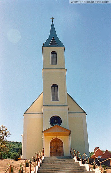 Syniak. Stairs to front facade of church Zakarpattia Region Ukraine photos