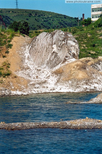 Solotvyno. Exposure of fragment of salt stock Zakarpattia Region Ukraine photos