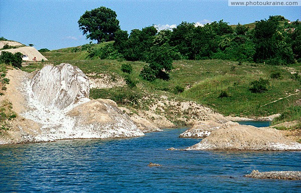 Solotvyno. Hydrochloric head on shore of lake Zakarpattia Region Ukraine photos