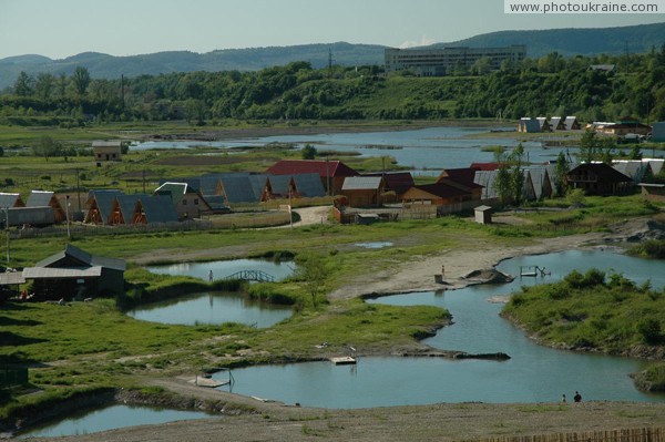 Solotvyno. Salt Lake on shores of Tisa Zakarpattia Region Ukraine photos