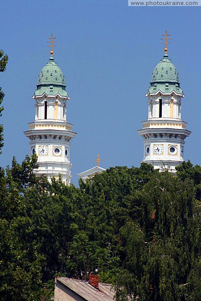 Uzhgorod. Exaltation of Cross Cathedral Belfry Zakarpattia Region Ukraine photos