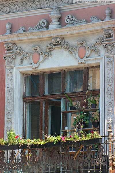 Uzhgorod. Openwork frame balcony Zakarpattia Region Ukraine photos