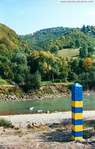 Khmeliv. Border post on right bank of river Tisa Zakarpattia Region Ukraine photos