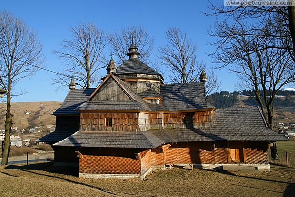 Yasinia. Church of Ascension of Christ over Tisa Zakarpattia Region Ukraine photos