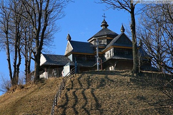 Yasinia. Ascension Church on hill Zakarpattia Region Ukraine photos