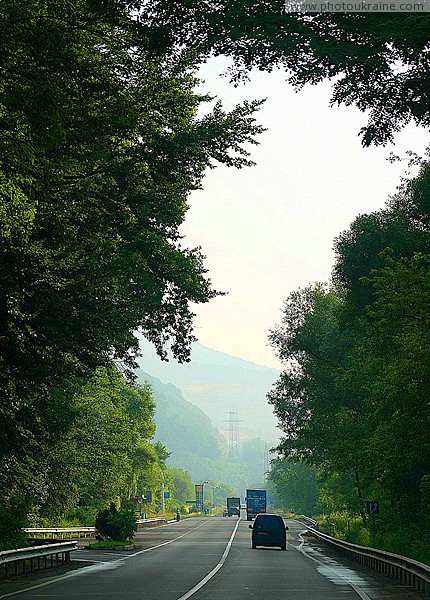 E50 road in suburbs Svaliava Zakarpattia Region Ukraine photos