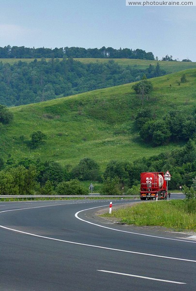 Road E50 in interval Svaliava  Veretsky pass Zakarpattia Region Ukraine photos