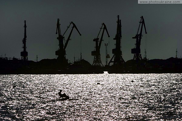 Berdiansk. Man and port Zaporizhzhia Region Ukraine photos