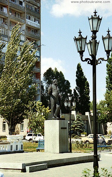 Berdiansk. Monument to A. Pushkin and lights Zaporizhzhia Region Ukraine photos