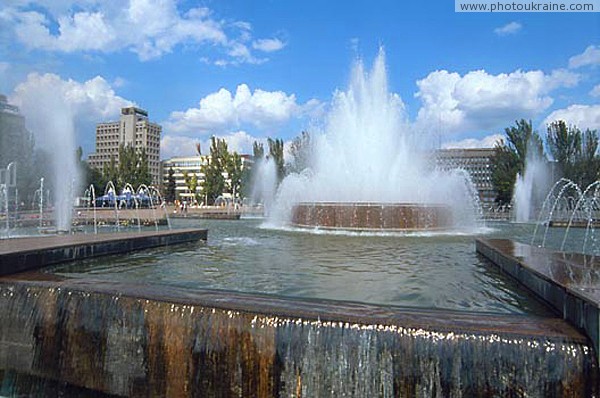 Zaporizhzhia. Fountain on square Festival Zaporizhzhia Region Ukraine photos